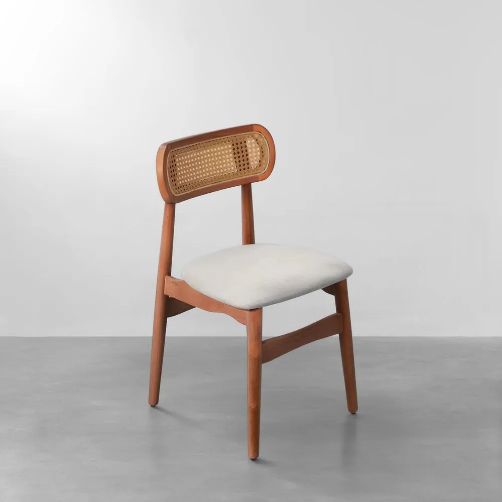 Cadeira Bossa Estofada com Encosto Palha - Cinza