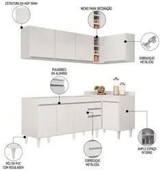 Armário de Cozinha Modulado de Canto Esquerdo 4 Peças CP49 Balcão sem
