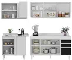 Armário de Cozinha Modulado de Canto Direito 4 Peças CP41 Balcão com T