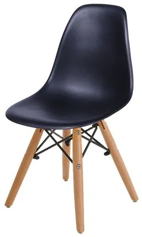 Cadeira INFANTIL Eames Polipropileno Preta com Base Madeira - 40603 Sun House