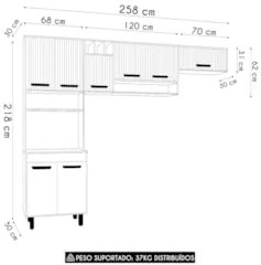Armário de Cozinha Compacta Emily Freijó/Ripado/Off Acetinado Z44 - Mp