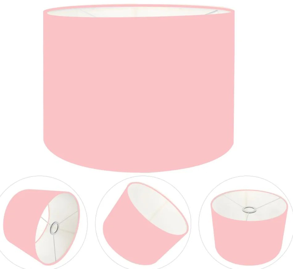 Cúpula em tecido cilíndrica abajur luminária cp-4146 40x30cm rosa bebê