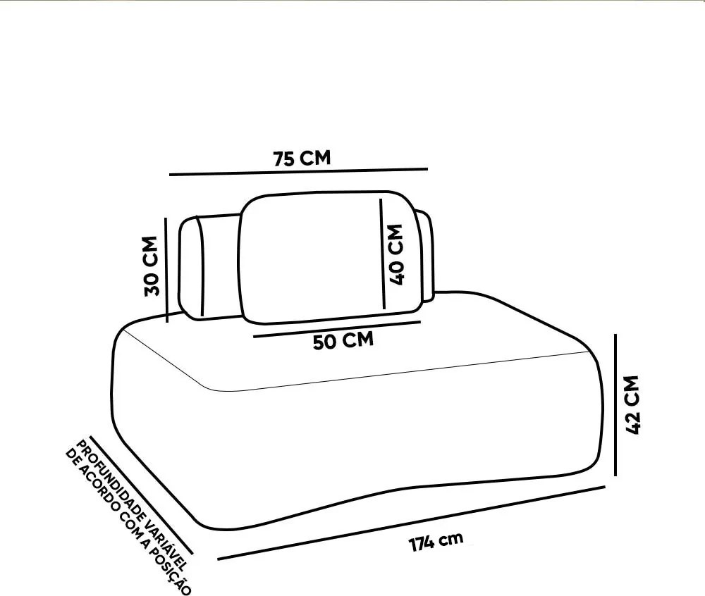 Sofá Módulo Canto 175cm Orgânico Sala Berlim Bouclê K01 - D'Rossi - Cinza claro