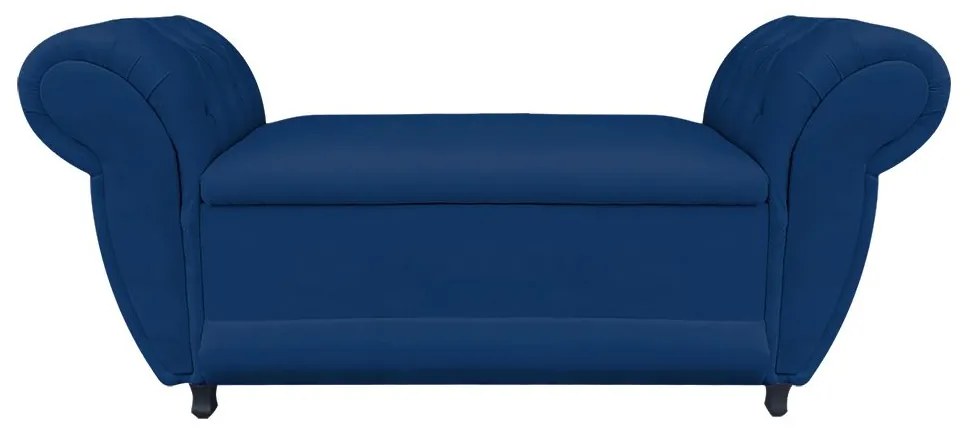 Recamier com Baú Grécia Namoradeira Calçadeira Suede - D'Rossi - Azul Marinho