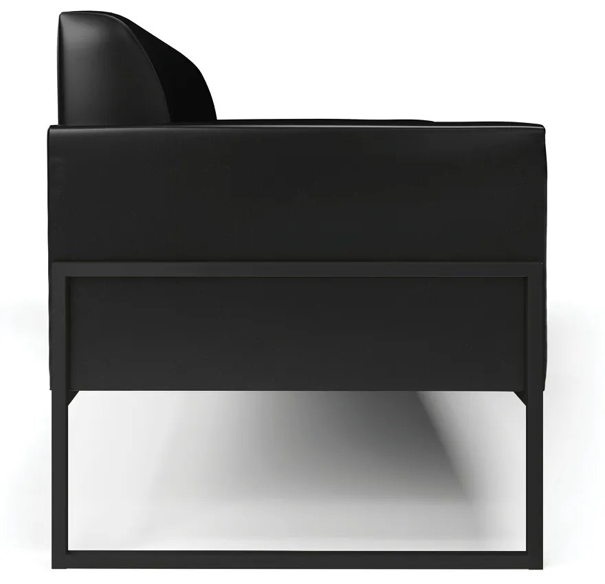 Sofá 2 Lugares Namoradeira Marisa Industrial Alta Preto Sintético Pu D03 - D'Rossi - Preto