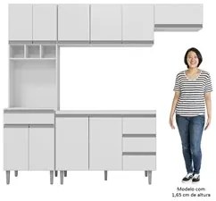 Cozinha Modulada 4 Peças Balcão sem Tampo 120cm Andréia Branco - AJL M