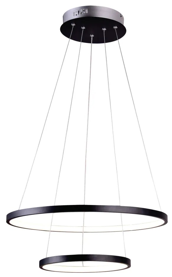 Pendente Orlo Duo Anel Redondo Duplo Ø50Cm Led 40W 3000K Bivolt Preto... (Preto)