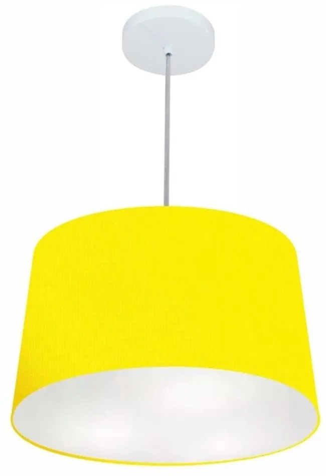 Lustre Pendente Cone Md-4156 Cúpula em Tecido 30/45x40cm Amarelo - Bivolt