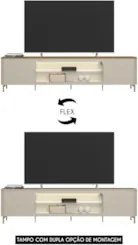 Rack Bancada TV 85 Pol 239cm com LED Martan Tauari/Off Flex L06 - Mpoz