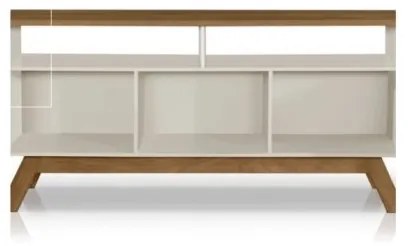 Rack Para TV Amsterdã Off White Com Madeira - Tebarrot Móveis