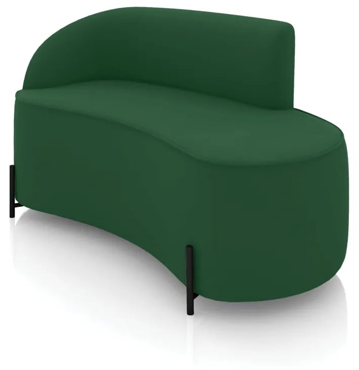 Sofá 2 Lugares Orgânico 140cm Pé Ferro Preto Morgan Veludo D03 - D'Rossi - Verde