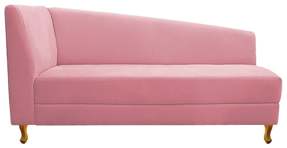 Recamier Valéria 185cm Lado Direito Suede Rosa Bebê - ADJ Decor