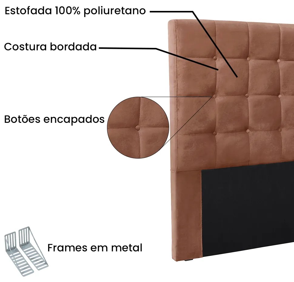 Cabeceira Cama Box Casal 140 cm Verona Veludo S04 - D'Rossi - Cobre