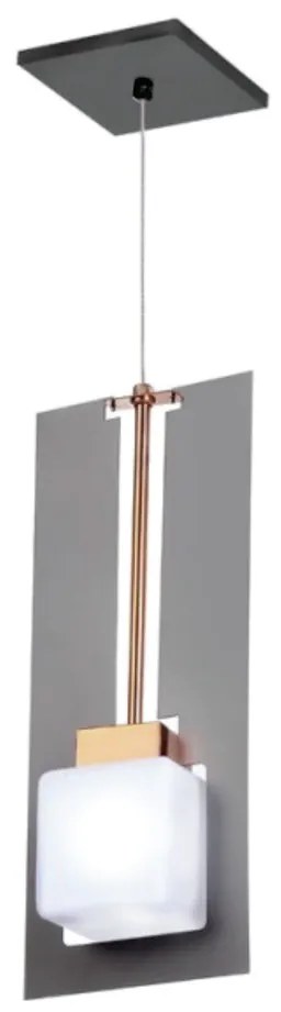 Pendente Vidro Quadrado Corte Laiser 15,5X09X39Cm Metal E Cubo Vidro 0... (COBRE FOSCO / COBRE BRILHO, FOSCO (BRANCO))