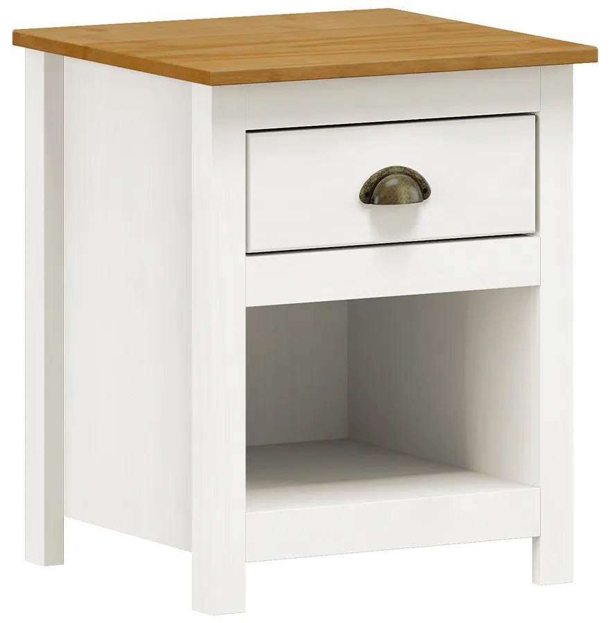 Mesa De Cabeceira Decorativa Alina Madeira 1 Gaveta Branca/Carvalho G74 - Gran Belo