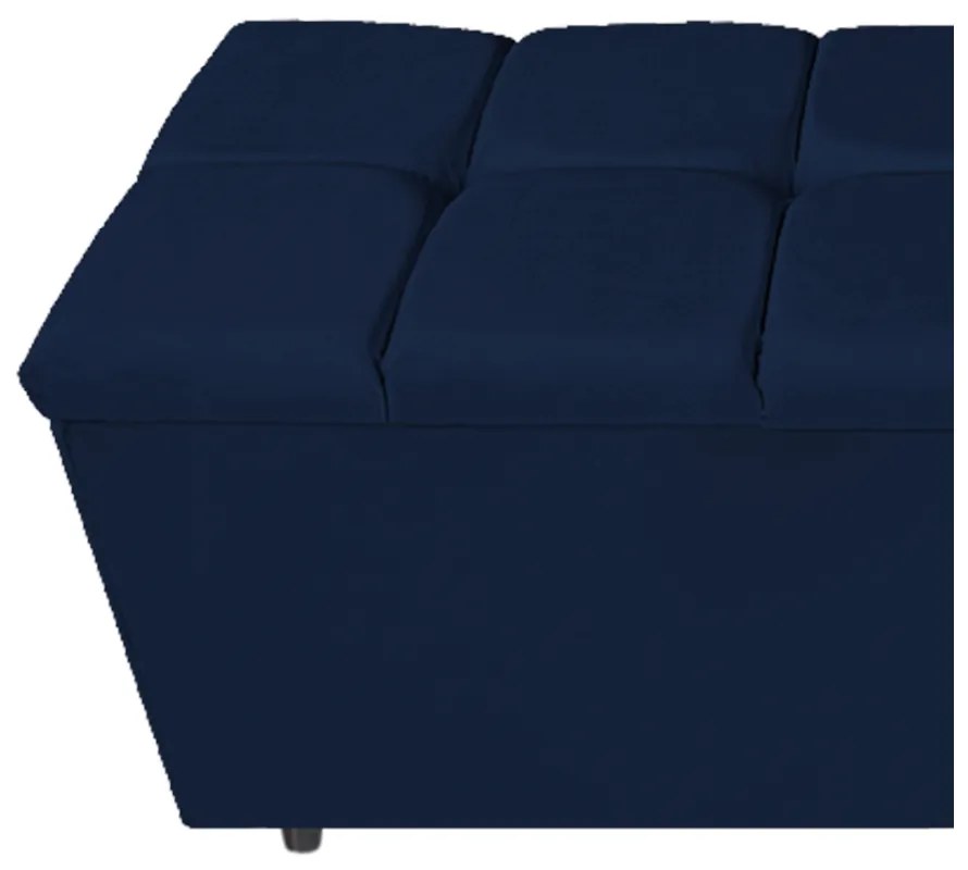 Calçadeira Estofada Manchester 90 cm Solteiro Suede Azul Marinho - ADJ Decor