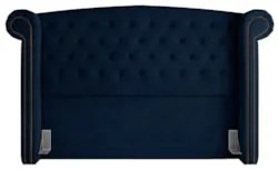 Cabeceira Cama Box Casal 140cm Provença Z37 Veludo Azul Marinho - Mpoz