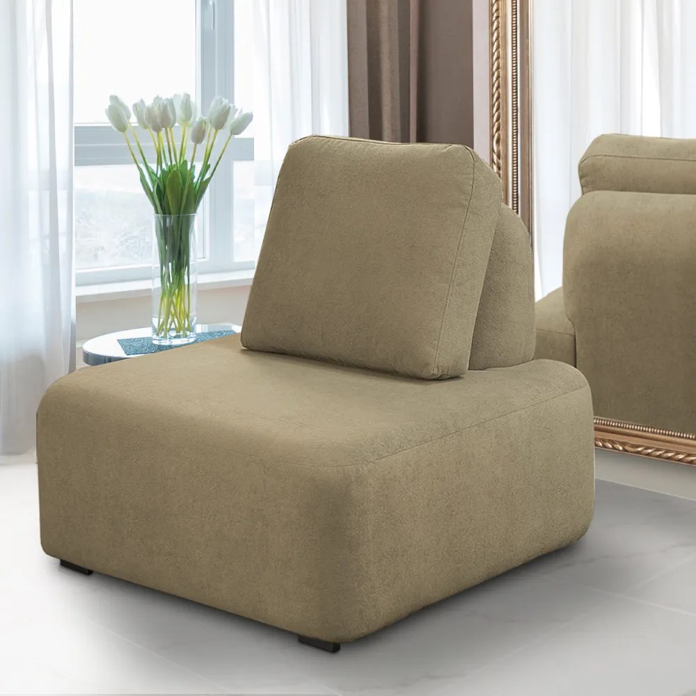 Conjunto Sala de Estar 1 Sofá Retrátil Modulado 402cm e 2 Poltronas Santiago Bouclê Castor G89 - Gran Belo