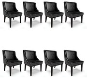 Kit 08 Cadeiras de Jantar Liz Corano Base Fixa Madeira Preto D03 - D'Rossi - Preto