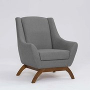 Poltrona Decorativa Mildred D07 Pés Madeira Linho Mescla Cinza - D'Rossi