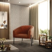 Poltrona Decorativa Pé de Ferro Preto Stella Sintético PU D03 - D'Rossi - Nozes