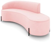 Sofá 4 Lugares Orgânico 220cm Pé Ferro Preto Morgan Suede - Rosa Bebê