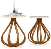 Mesa Canto Apoio com Pés de Madeira Kit 2 Orlando Off E05   - Mpozenat