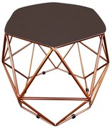 Puff Aramado Hexágono Decorativo Industrial Cobre com Suede D03 - D'Rossi - Marrom
