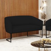 Sofá 2 Lugares Namoradeira Industrial Preto Stella Linho D03 - D'Rossi - A79 Preto