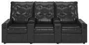 Poltrona Reclinável Para Cinema Parma 3 Lugares Baú USB PU Brilho FH1 - D'Rossi - Preto