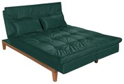 Sofá Cama Reclinável 2 Lugares Change Veludo Verde G30 - Gran Belo