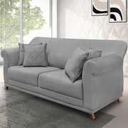 Sofá 2 Lugares Pé de Madeira Julieta 160 cm Veludo S04 - D'Rossi - Cinza