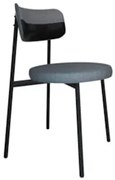 Cadeira de Jantar Estofada Fixa Nyka M25 Linho Cinza/Preto - Mpozenato
