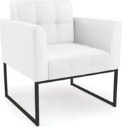 Poltrona Decorativa Base Industrial Preto Ana Sintético Branco - Ibiza