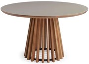 Mesa de Jantar Brisa Tampo Redondo Vidro Off White Base Verniz Avela 130cm - 50981 Sun House