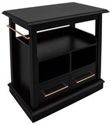 Carrinho de Chá/Bebidas com Rodízios e gavetas Chateau - Preto Kleiner