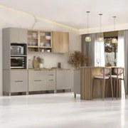 Armário Cozinha 6 Peças CP01 e Ilha Marina Cinammon/Freijó L01 - Mpoze