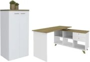 Mesa Escrivaninha em L Golden e Armário Alto 2 Portas Tok A06 Olmo/Bra