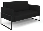 Sofá Namoradeira com 2 Poltronas Base Industrial Alta Preto Marisa Linho - A79 Preto