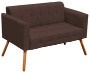 Poltrona Namoradeira Decorativa Pés Palito Karen Suede Marrom G19 - Gran Belo