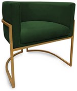 Poltrona Decorativa Base Metal Dourada Luna Veludo Verde - Sheep Estofados - Verde escuro