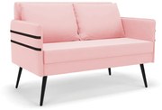 Namoradeira 02 Lugares Mari Suede Pés Palito de Ferro D03 - D'Rossi - Rosa Bebê