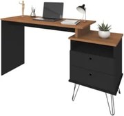 Mesa Escrivaninha Estilo Industrial Flex Lux A06 Freijó/Preto - Mpozen