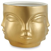 Cachepot "Rosto" Dourado Em Ceramica 14,5x17 cm M02 - D'Rossi