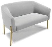 Sofá 2 Lugares Namoradeira Pé de Ferro Dourado Stella Suede D03 - D'Rossi - Cinza