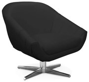 Poltrona Giratória Giovana Corino Base Cromada D01 - D'Rossi - Preto