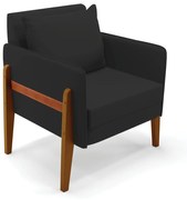 Poltrona Lana Veludo Base de Madeira D03 - D'Rossi - Preto