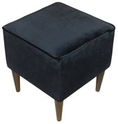 Puff Quadrado Milão Peach em Veludo com Pés Palito - Preto
