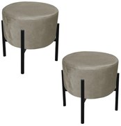 Kit 2 Puffs Iron Suede Base Preto Palito - Marrom Rato