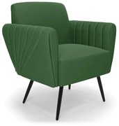 Kit 2 Poltronas Pés Palito de Ferro Bruna Suede D01 - D'Rossi - Verde